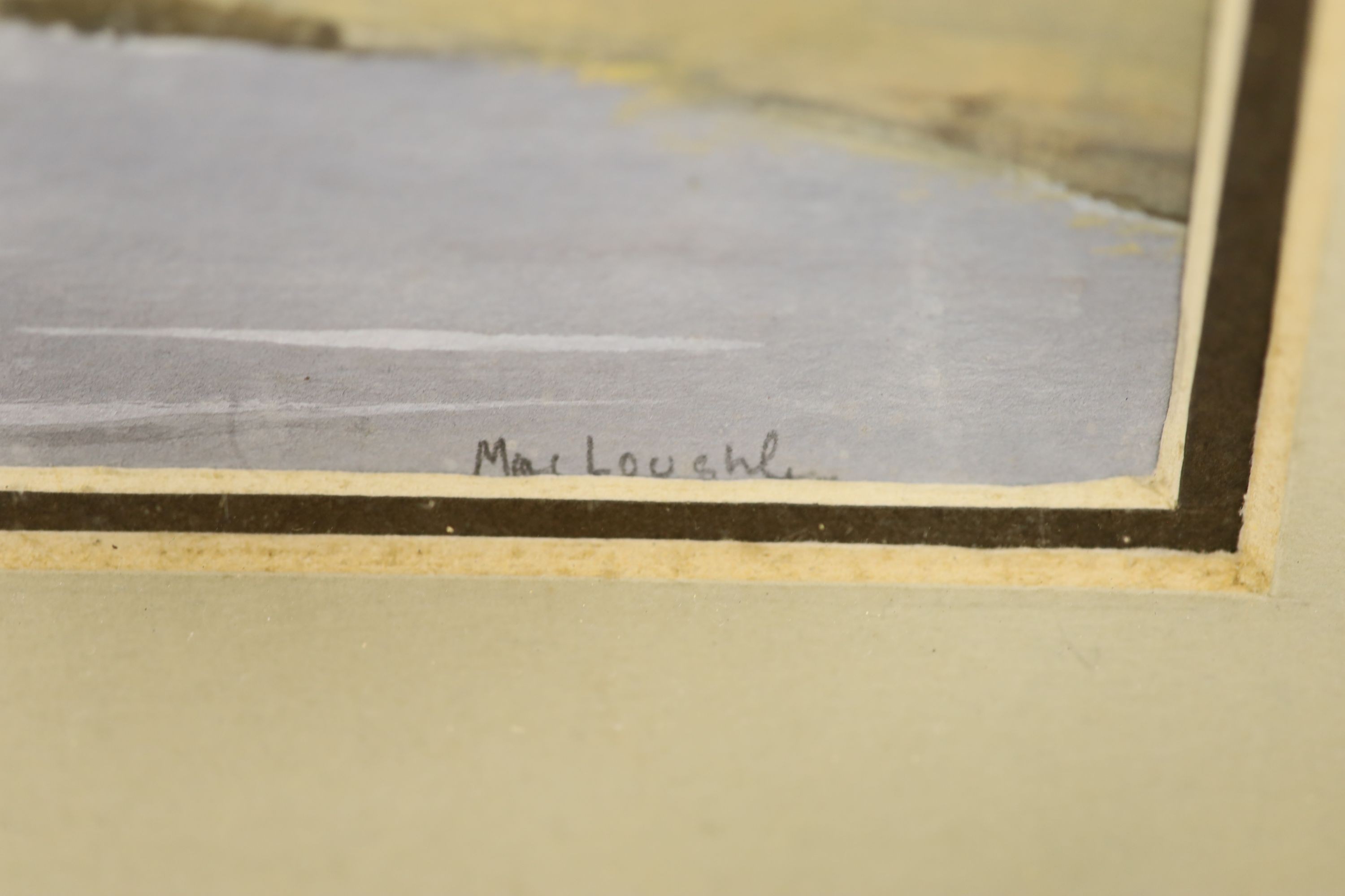 J. Macloughlin, gouache, Sandpipers on the shore, signed, 16 x 23cm